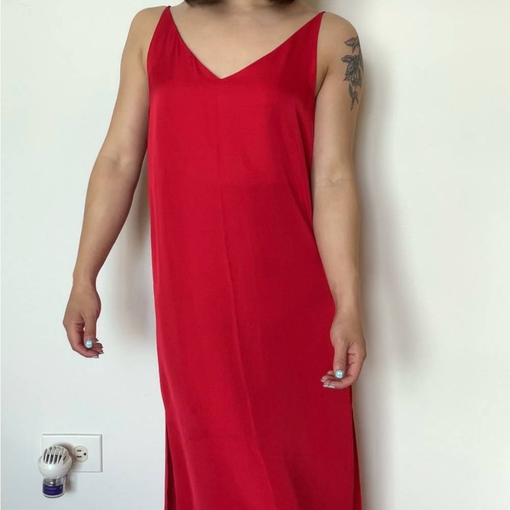 Grana Red 100% Chinese Silk Slip Dress